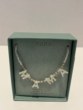Target Mother of Pearl MAMA Beaded 14k gold dipped 16 inch Necklace White
